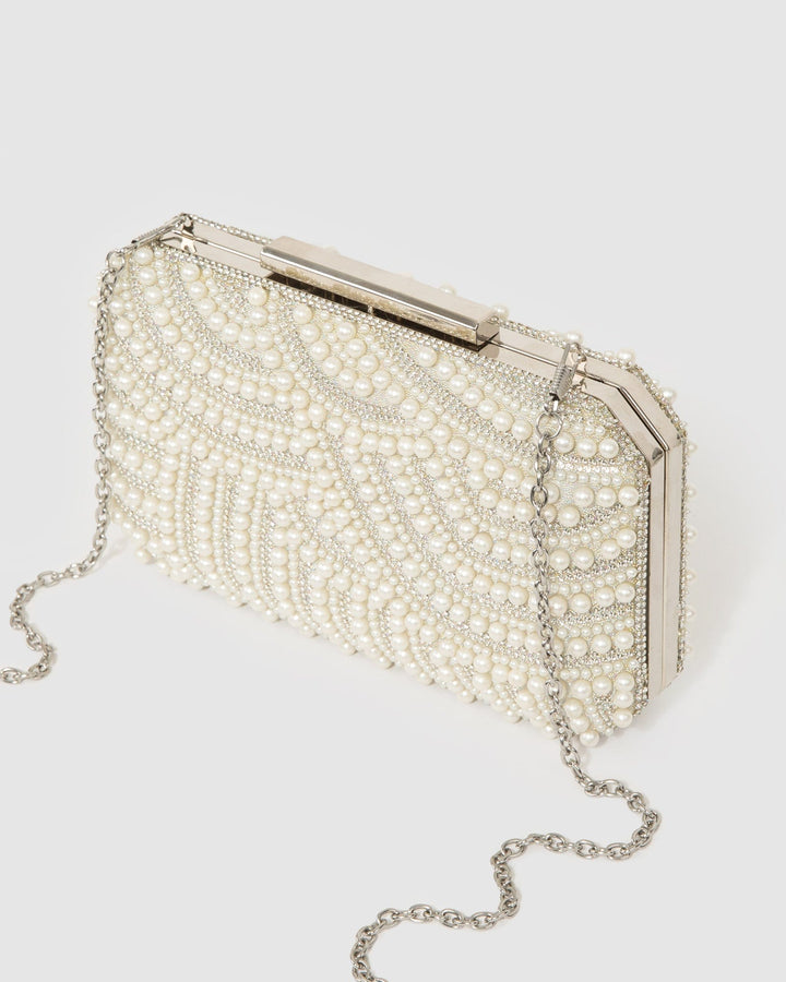 Colette by Colette Hayman Ivory Violet Crystal Clutch Bag