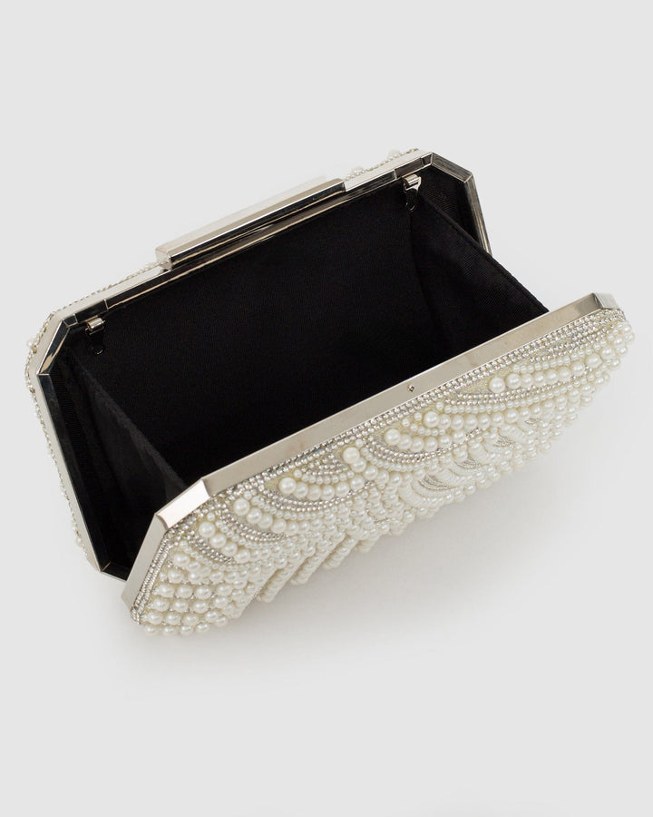 Colette by Colette Hayman Ivory Violet Crystal Clutch Bag