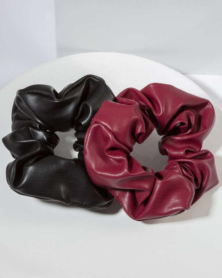 Colette by Colette Hayman Multi 2 Pack Leather Look Scrunchie