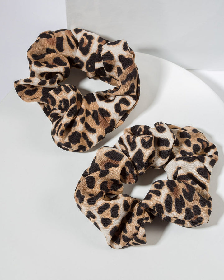 Colette by Colette Hayman Multi 2 Pack Leopard Print Scrunchie