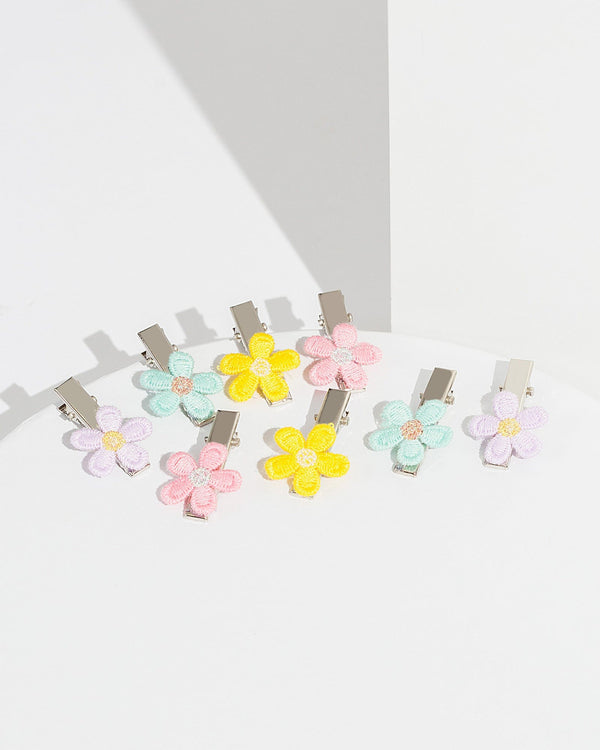 Colette by Colette Hayman Multi Colour Crochet Flower Hair Clip Pack