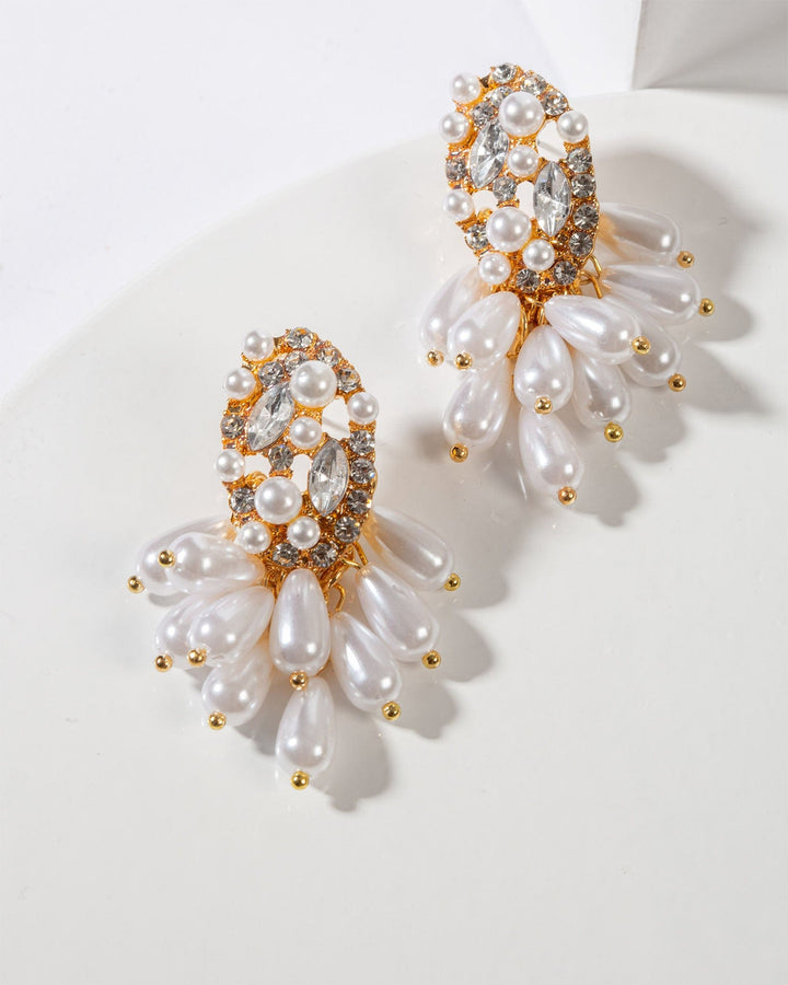 Colette by Colette Hayman Pearl And Crystal Multi Cluster Earrings