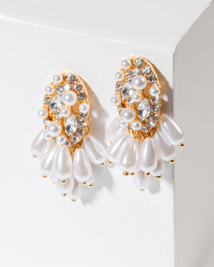 Colette by Colette Hayman Pearl And Crystal Multi Cluster Earrings