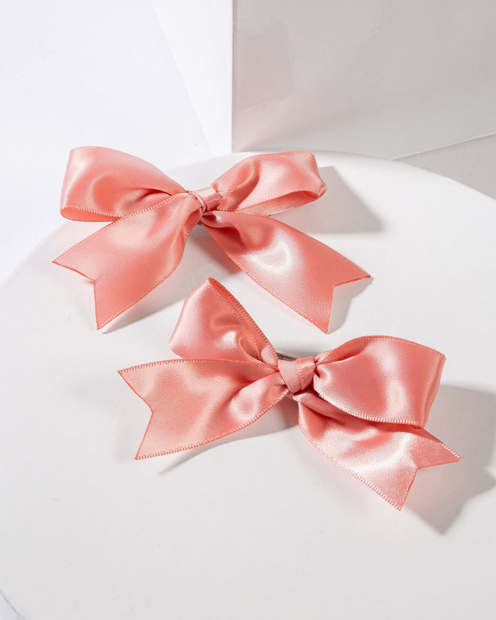 Colette by Colette Hayman Pink 2 Pack Small Plain Bow Hair Slides