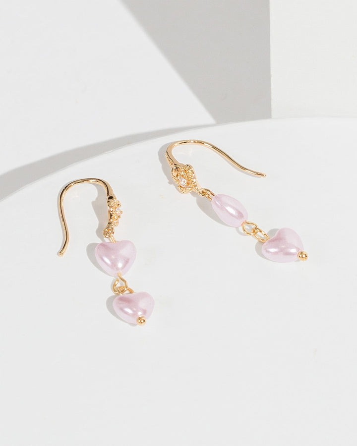 Colette by Colette Hayman Pink Heart Pearl Hook Drop Earrings