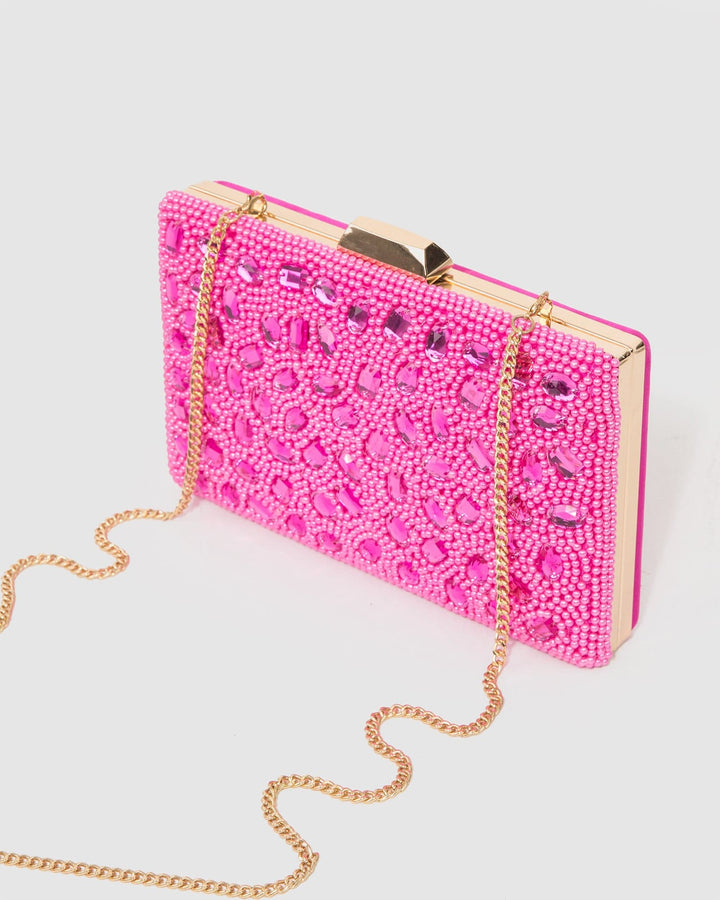 Colette by Colette Hayman Pink Lienke Beaded Clutch Bag