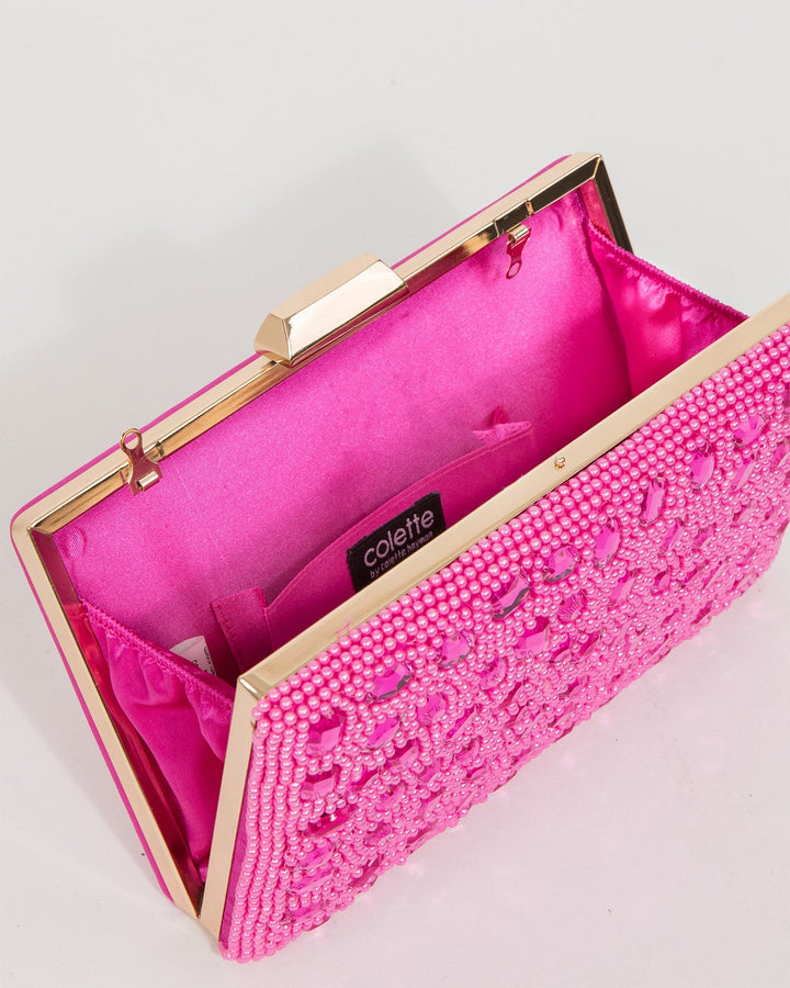 Colette by Colette Hayman Pink Lienke Beaded Clutch Bag