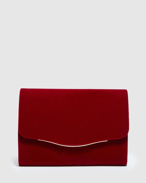 Deep red clutch bag hotsell