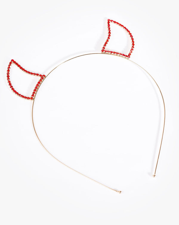 Colette by Colette Hayman Red Crystal Devil Horn Headband