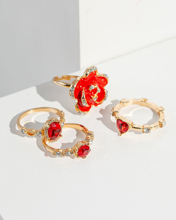 Colette by Colette Hayman Red Crystal Heart Ring Pack