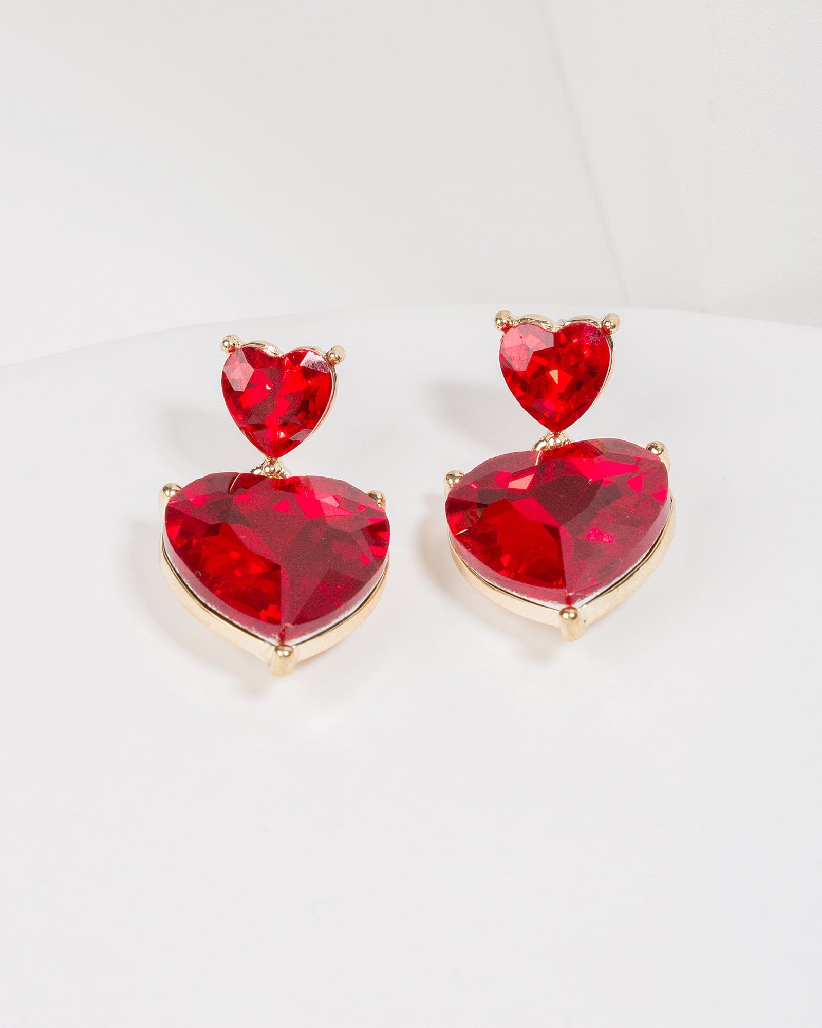 Crystal heart shop drop earrings