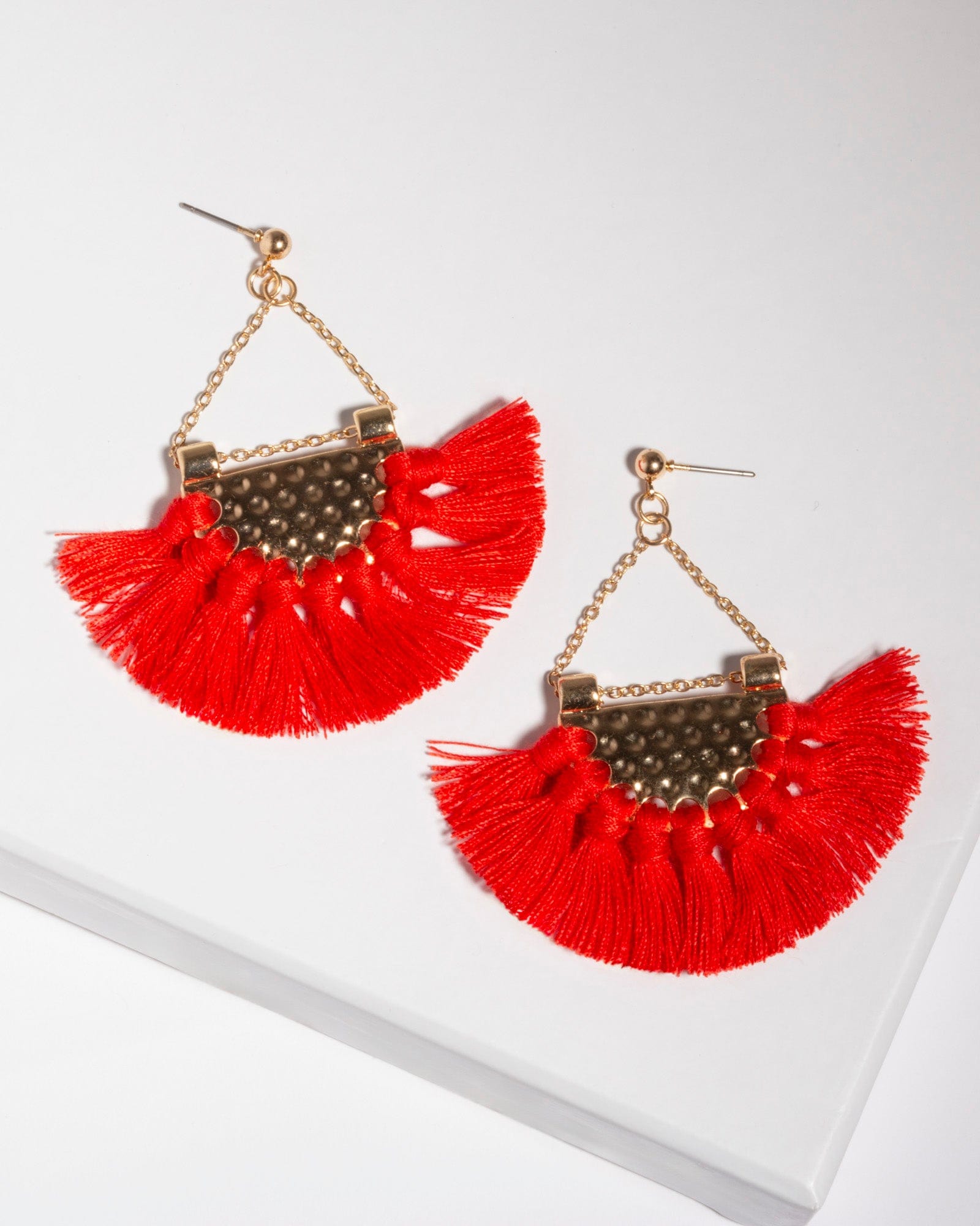 Red tassel 2025 drop earrings