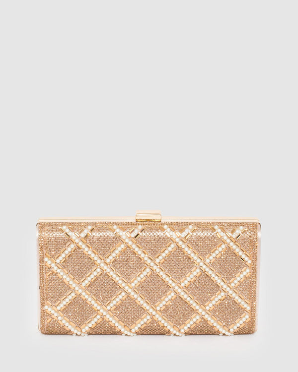 Colette by Colette Hayman Rose Gold Emma Crystal Clutch Bag