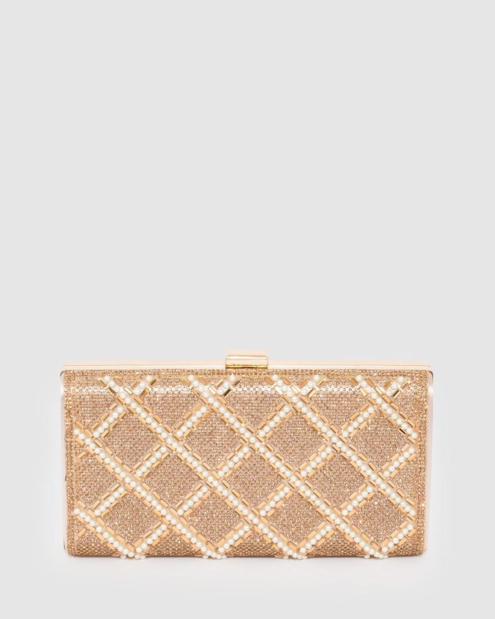 Colette by Colette Hayman Rose Gold Emma Crystal Clutch Bag