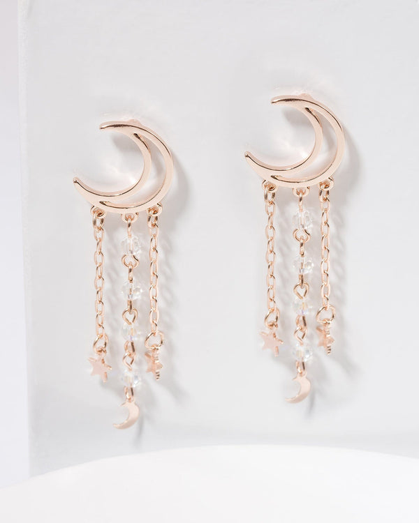 Colette by Colette Hayman Rose Gold Moon And Stars Drop Earrings