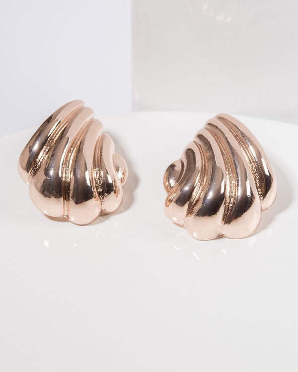 Colette by Colette Hayman Rose Gold Textured Tear Drop Stud Earrings