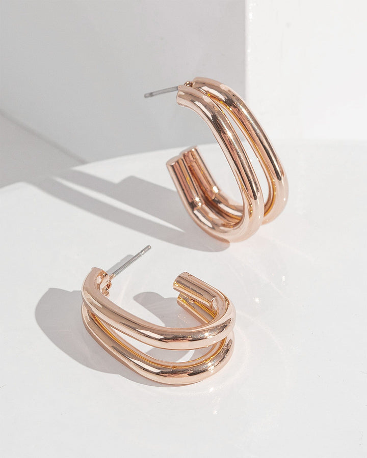 Colette by Colette Hayman Rose Gold Two Row Oval Hoop Earrings