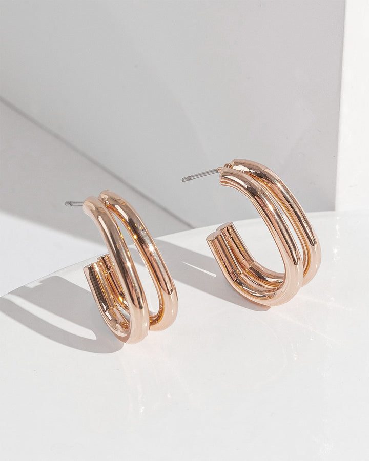 Colette by Colette Hayman Rose Gold Two Row Oval Hoop Earrings