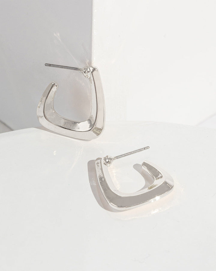 Colette by Colette Hayman Silver Angled Hoop Earrings