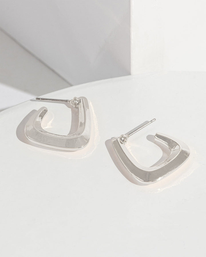 Colette by Colette Hayman Silver Angled Hoop Earrings