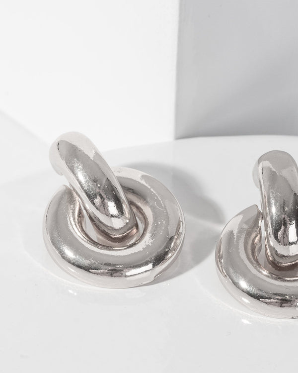 Colette by Colette Hayman Silver Bubble Door Knocker Earrings