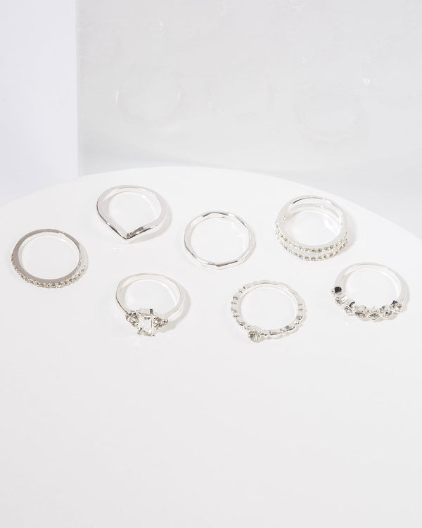 Colette by Colette Hayman Silver Crystal Dainty Ring Pack