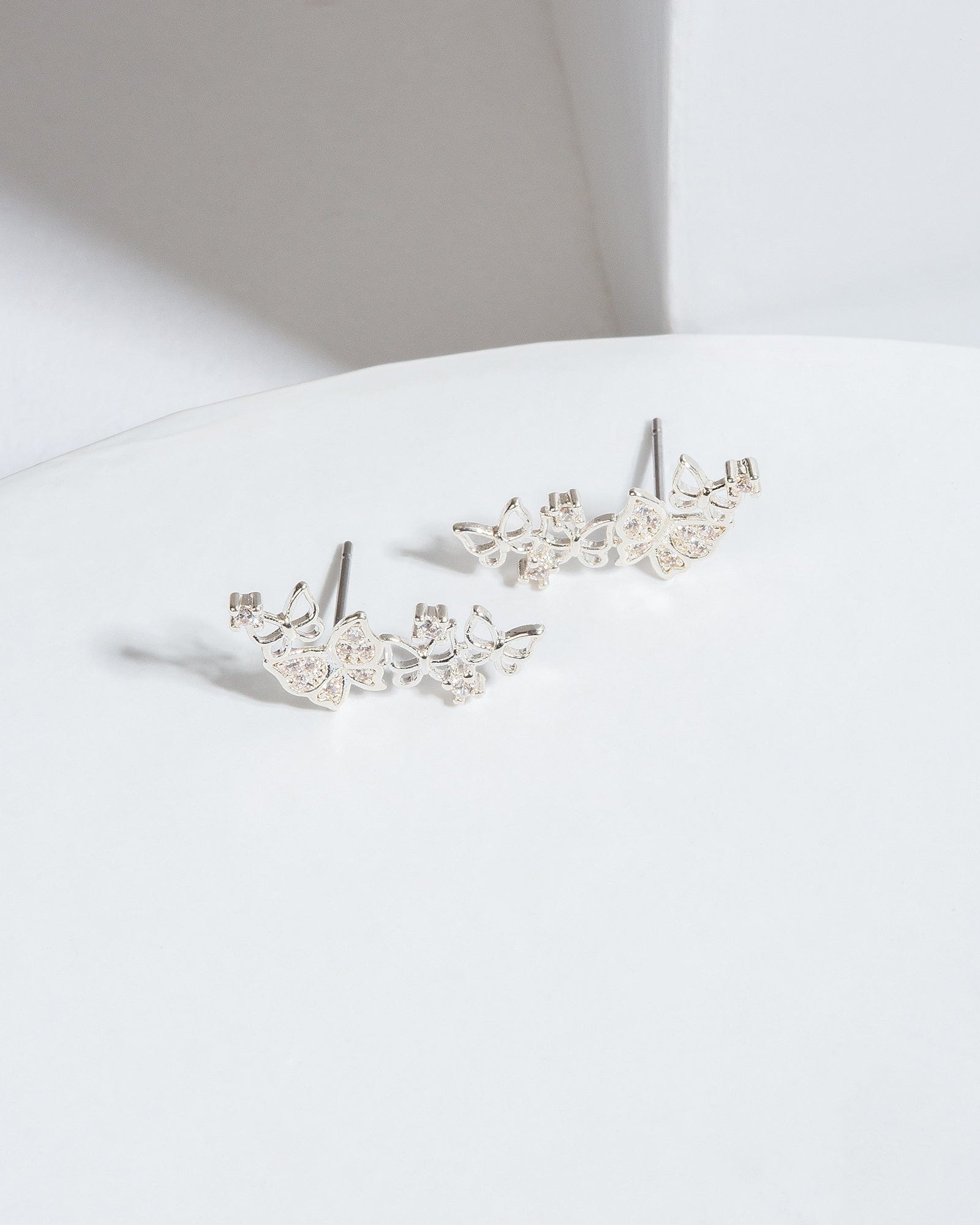 Silver butterfly store earrings studs