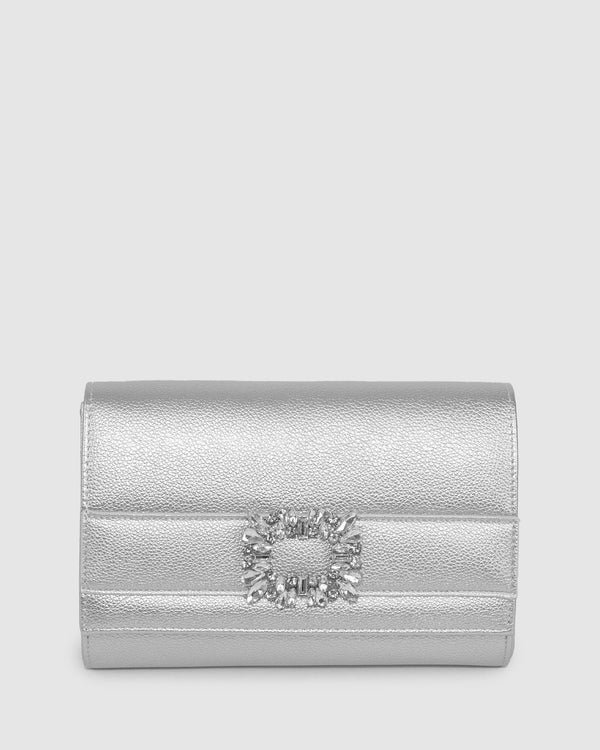 Colette by Colette Hayman Silver Eve Crystal Buckle Clutch Bag