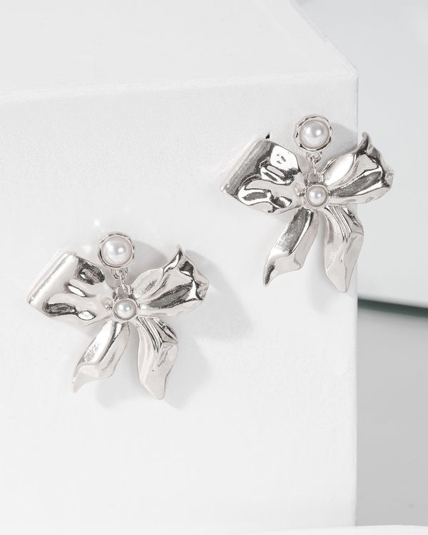 Colette by Colette Hayman Silver Large Bow Drop Earrings