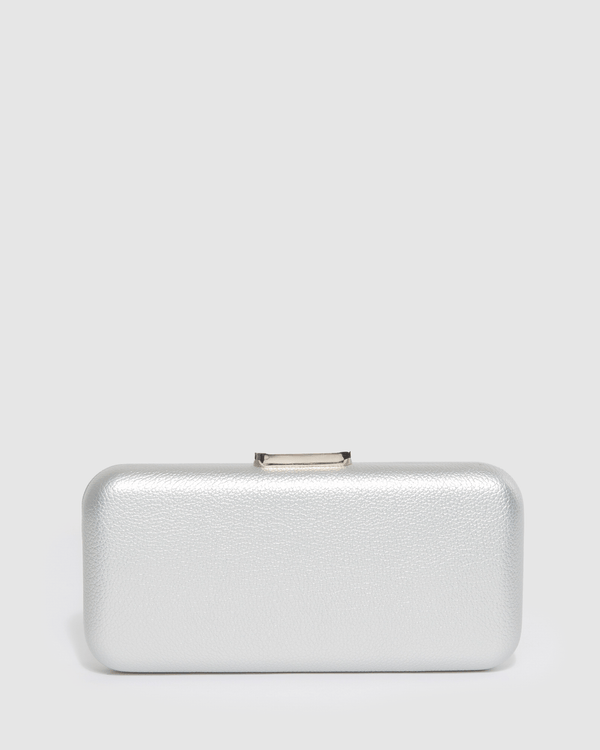 Colette by Colette Hayman Silver Marlee Hardcase Clutch Bag