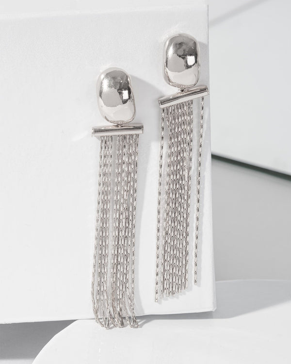 Colette by Colette Hayman Silver Metal Tassel Drop Earrings