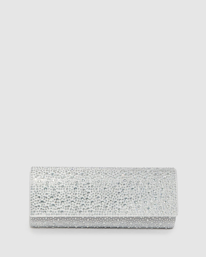 Colette by Colette Hayman Silver Nolene Crystal Clutch Bag