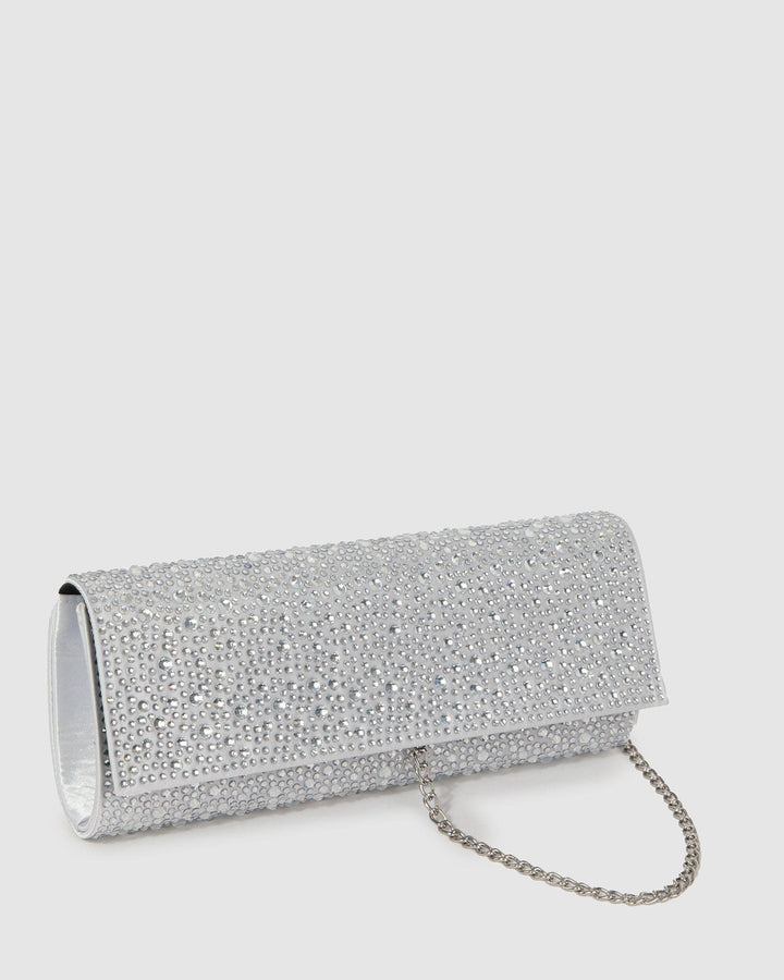 Colette by Colette Hayman Silver Nolene Crystal Clutch Bag