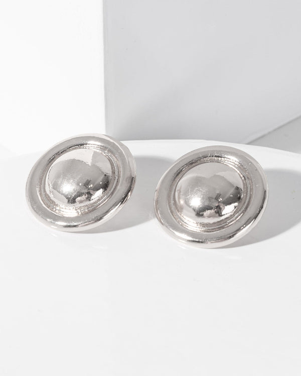 Colette by Colette Hayman Silver Textured Button Stud Earrings