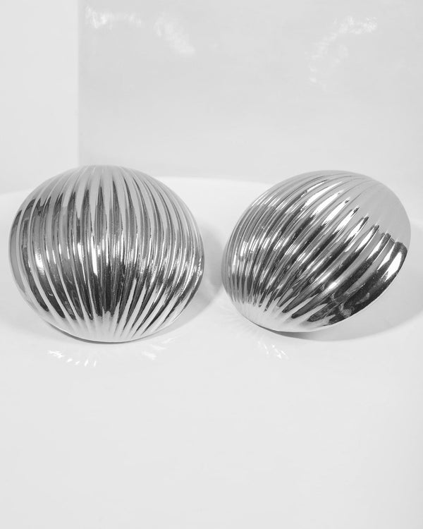 Colette by Colette Hayman Silver Textured Dome Stud Earrings