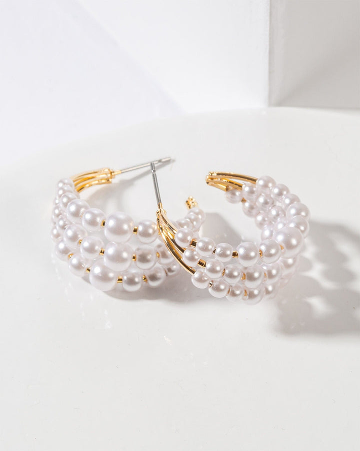 Colette by Colette Hayman Triple Row Pearl Hoop Earrings