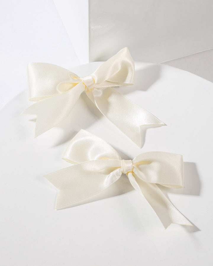 Colette by Colette Hayman White 2 Pack Small Plain Bow Hair Slides