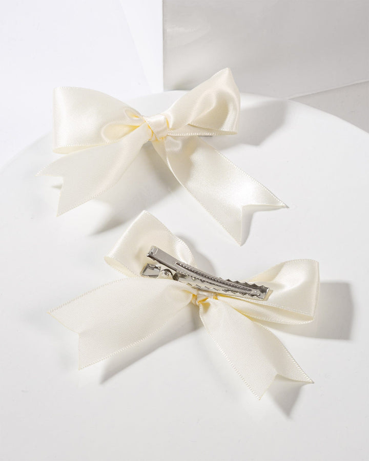 Colette by Colette Hayman White 2 Pack Small Plain Bow Hair Slides