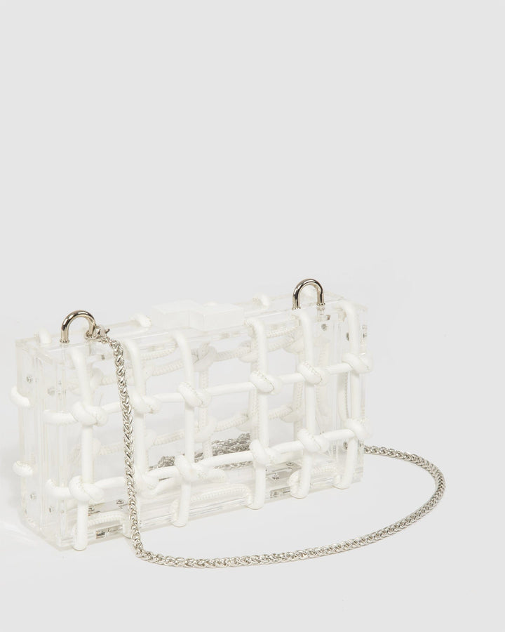 Colette by Colette Hayman White Ava Rope Hardcase Clutch Bag