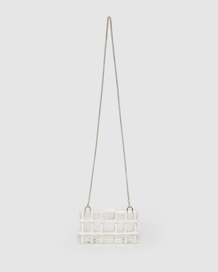 Colette by Colette Hayman White Ava Rope Hardcase Clutch Bag