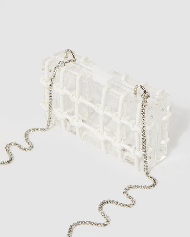 Colette by Colette Hayman White Ava Rope Hardcase Clutch Bag