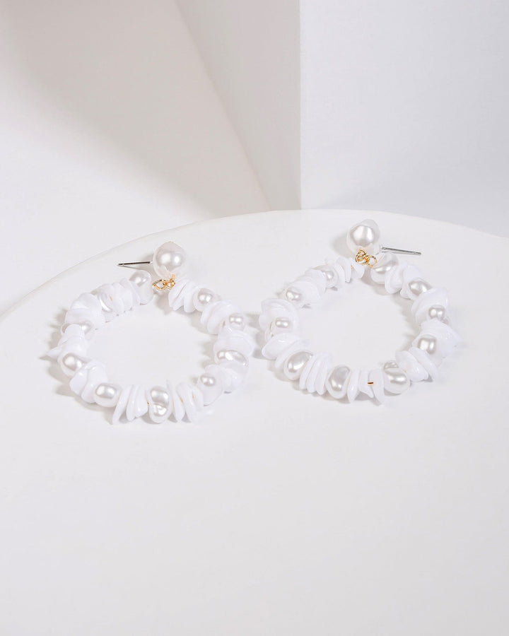 Colette by Colette Hayman White Beaded Circle Drop Earrings