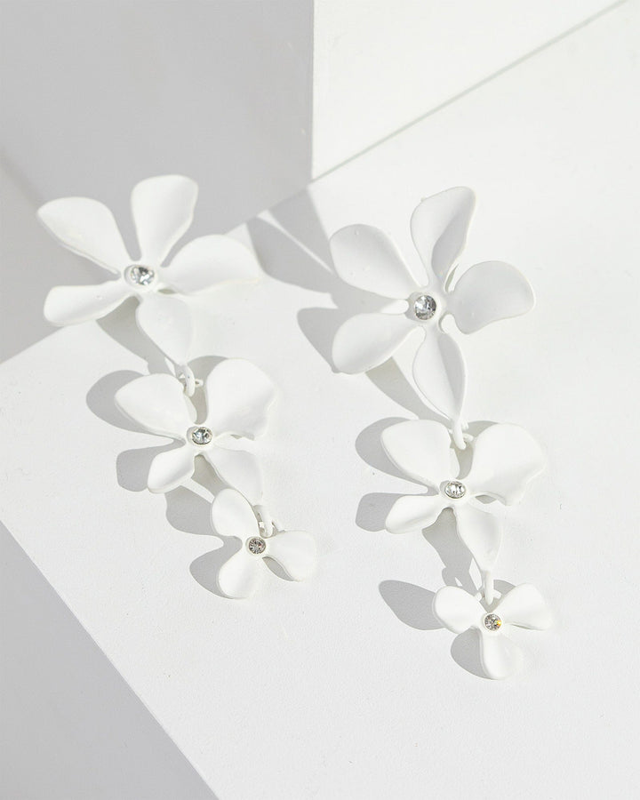 Colette by Colette Hayman White Coated Flower Drop Earrings