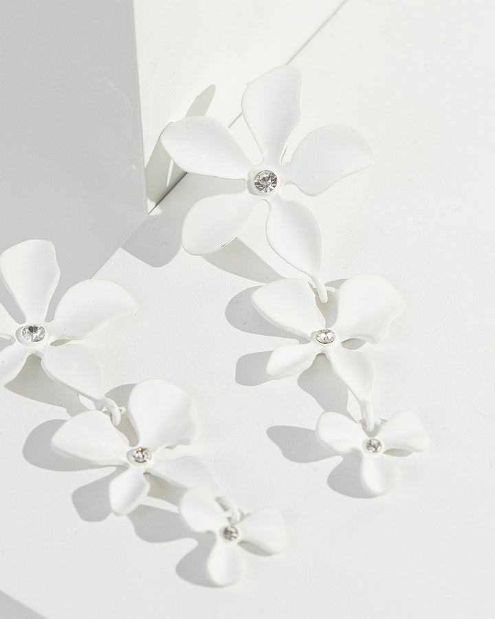 Colette by Colette Hayman White Coated Flower Drop Earrings