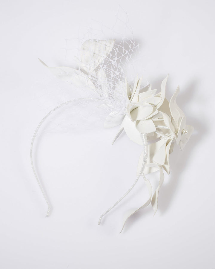 Colette by Colette Hayman White Flower Netting Detail Fascinator