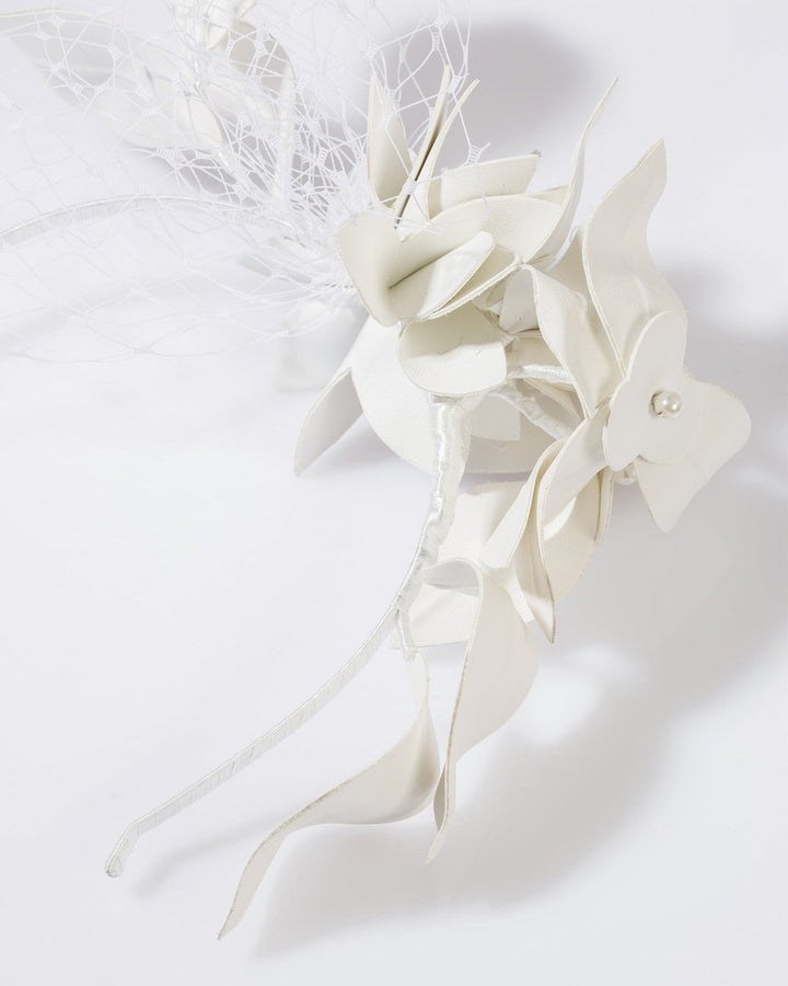 Colette by Colette Hayman White Flower Netting Detail Fascinator