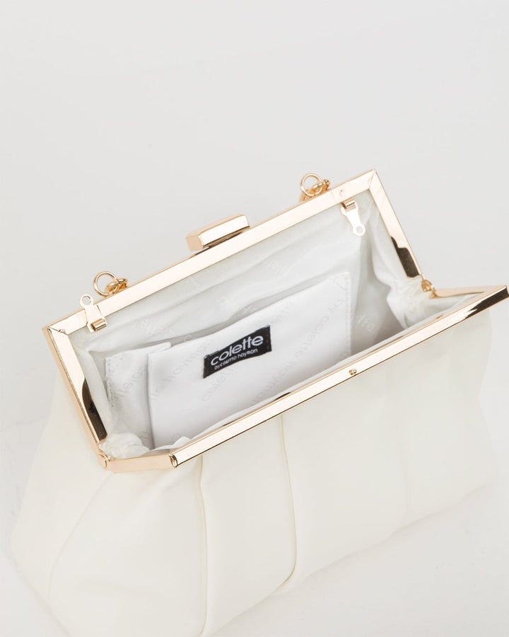 Colette by Colette Hayman White Madison Frame Clutch Bag