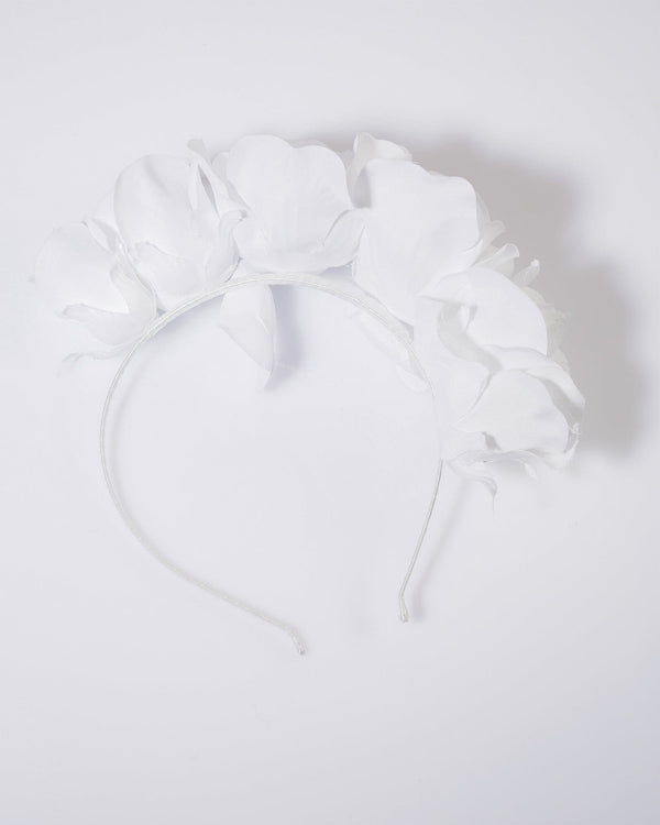 Colette by Colette Hayman White Multi Fabric Flower Fascinator