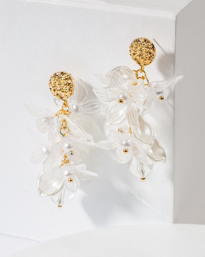 Colette by Colette Hayman White Multi Petal Cluster Drop Earrings