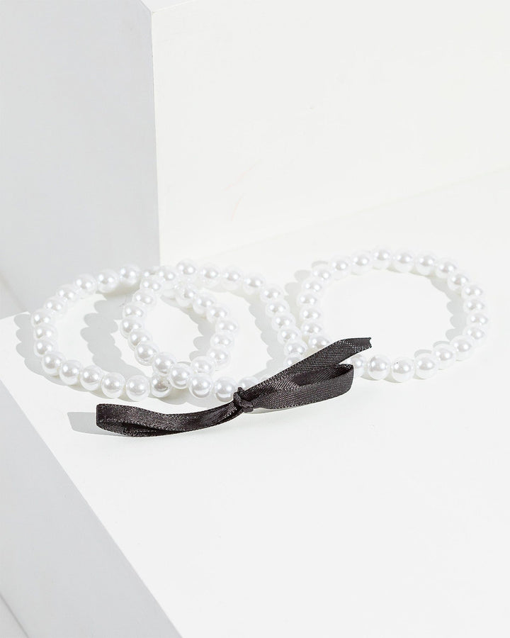 Colette by Colette Hayman White Pearl Beaded Bow Bracelet